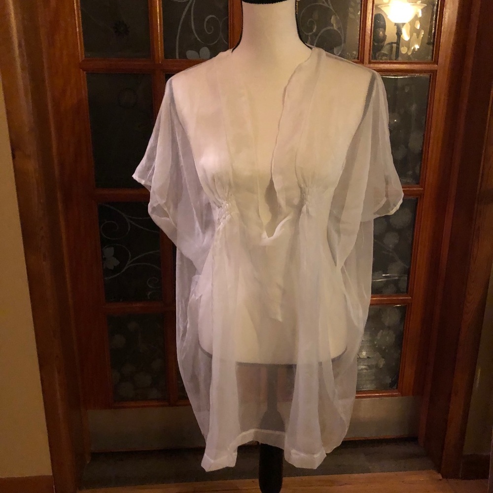 Beach cover up sheer. Small gathers in front